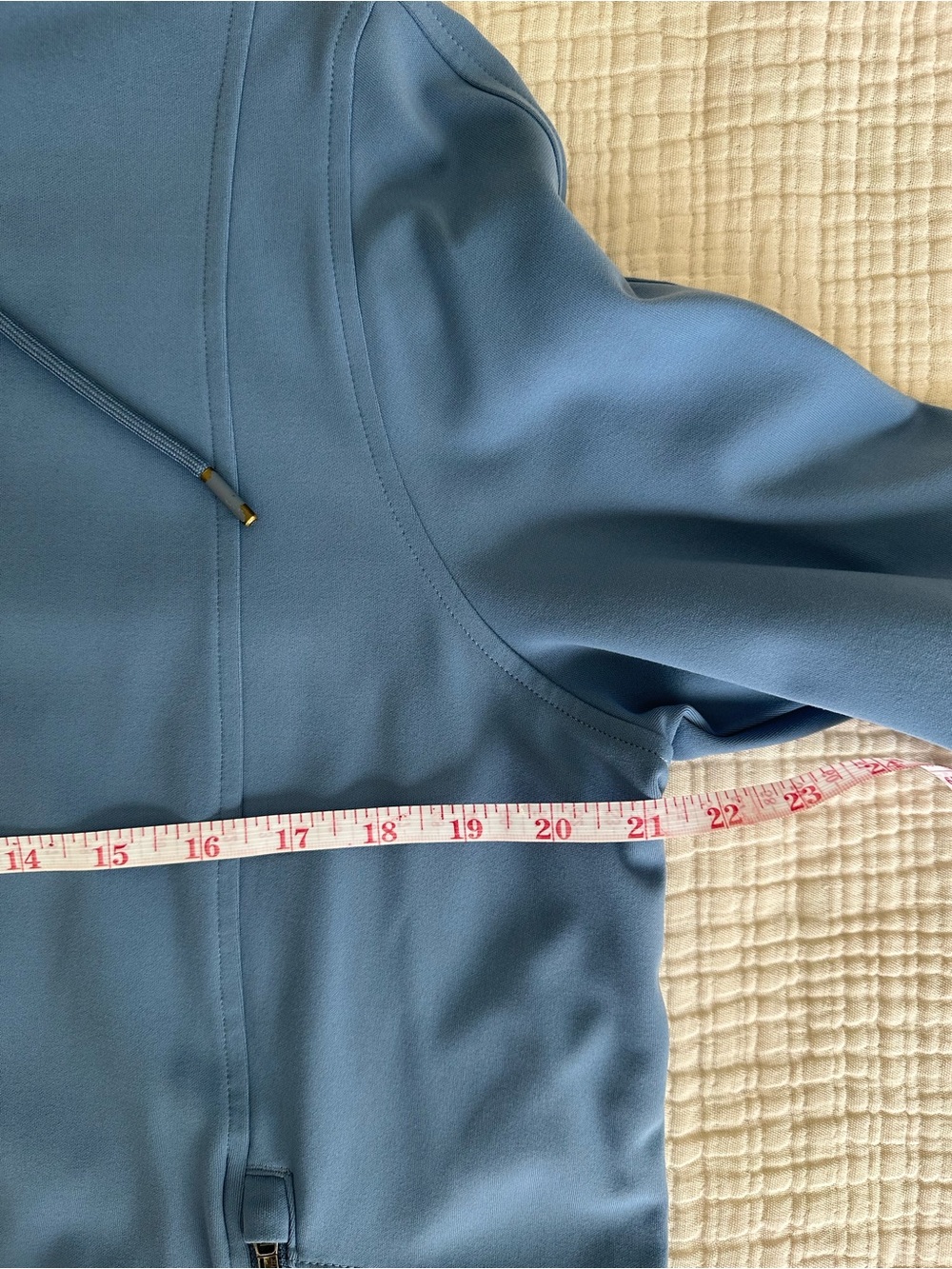 Athleta Venice Moto Hoodie Blue Size L Pullover 1/4 Zip Pockets Athleisure - Picture 5 of 7